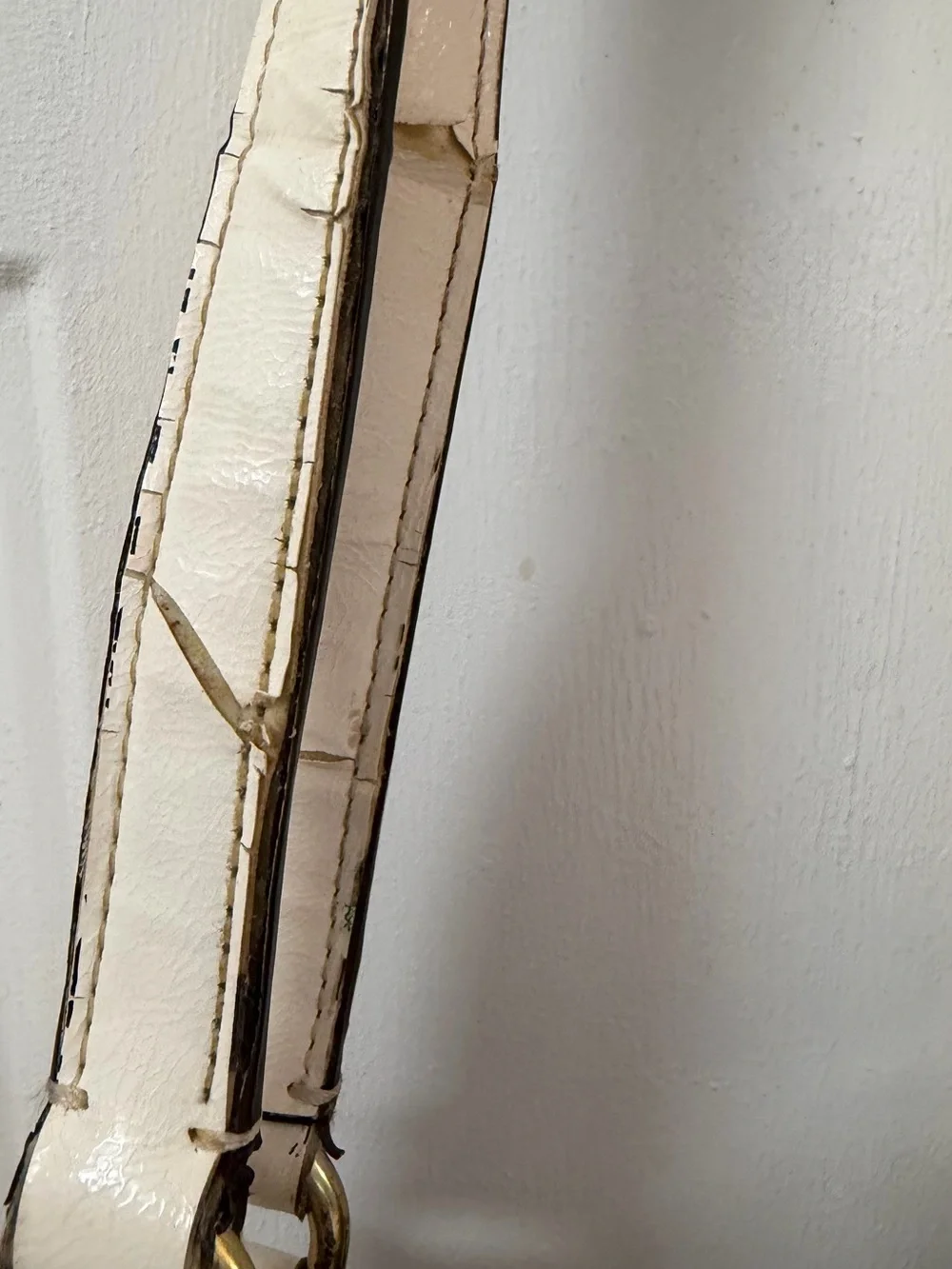 Coach Signature Canvas Beige Tote Bag with Ivory Trim handles are cracked!